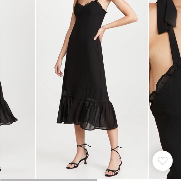 o.p.t. // Toile de Jouy Ruffle Hem Elegant Black Dress - Picture 4 of 10